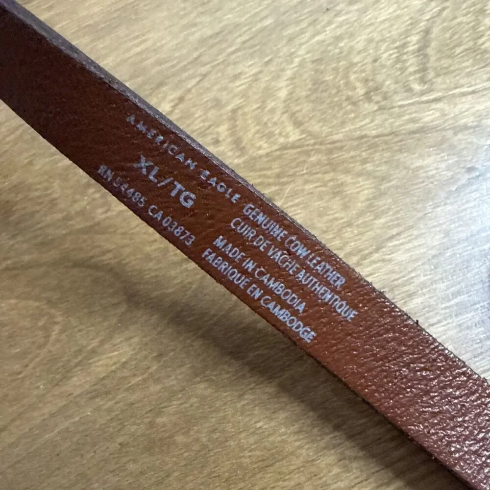American Eagle Outfitter AEO Belt Skinny Brown Silver Buckle Leather XL NEW NWT